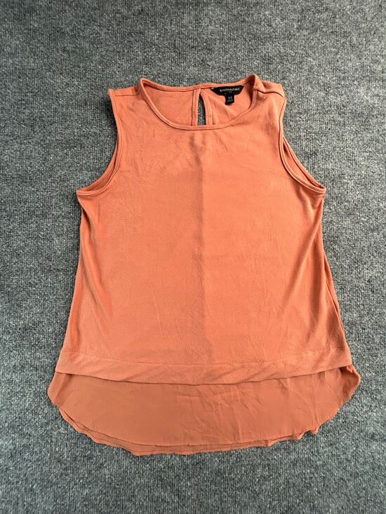 Banana Republic Tops - Banana Republic W XS Sleeveless Blouse Rust Orange High Low Layered Hem Back